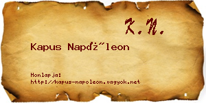 Kapus Napóleon névjegykártya